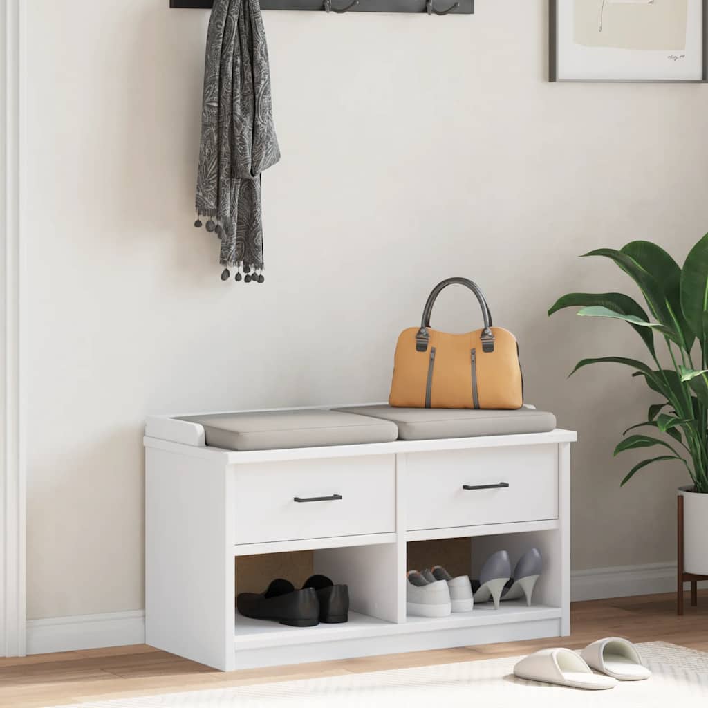 Prieškambario suoliukas SANDNES baltas 87x40x50 pušies masyvo
