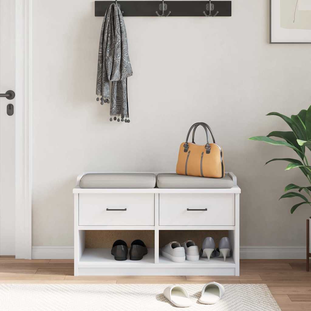 Prieškambario suoliukas SANDNES baltas 87x40x50 pušies masyvo