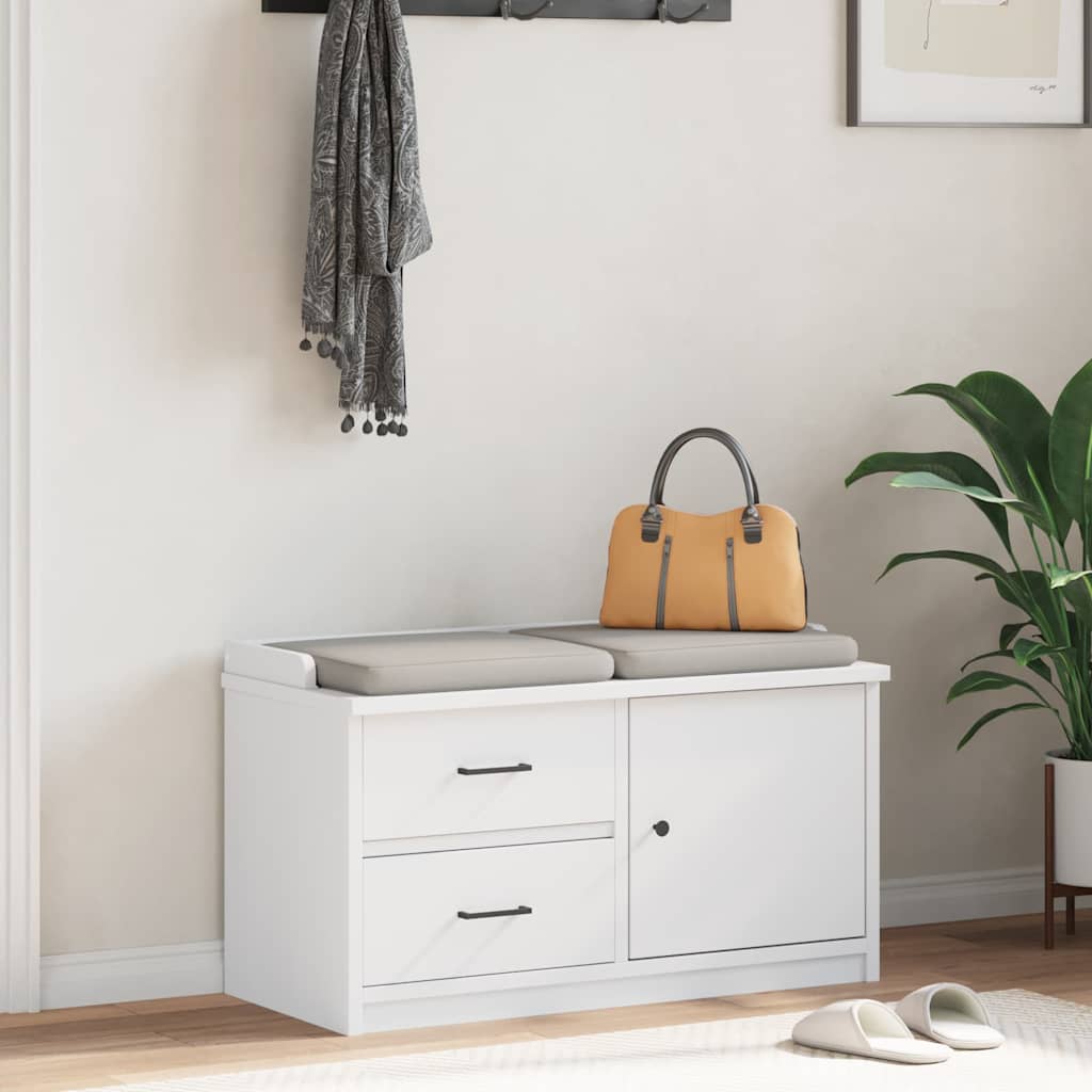 Prieškambario suoliukas SANDNES baltas 87x40x50 pušies masyvo