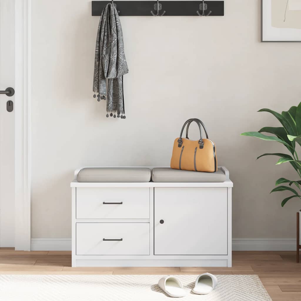 Prieškambario suoliukas SANDNES baltas 87x40x50 pušies masyvo