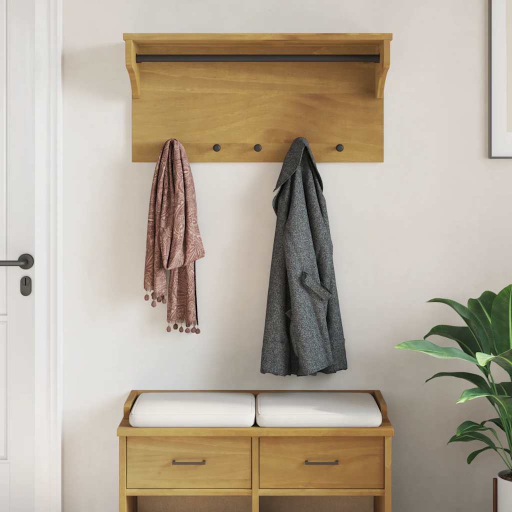 Wall-mounted coat rack "SANDNES" 87x30x42 solid pine