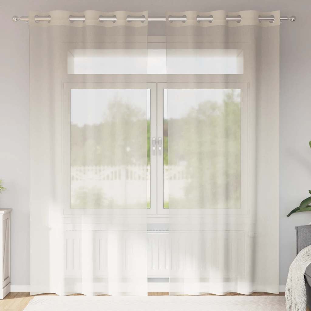 Voile užuolaidos su įvorėmis, 2vnt., kreminės, 140x245cm