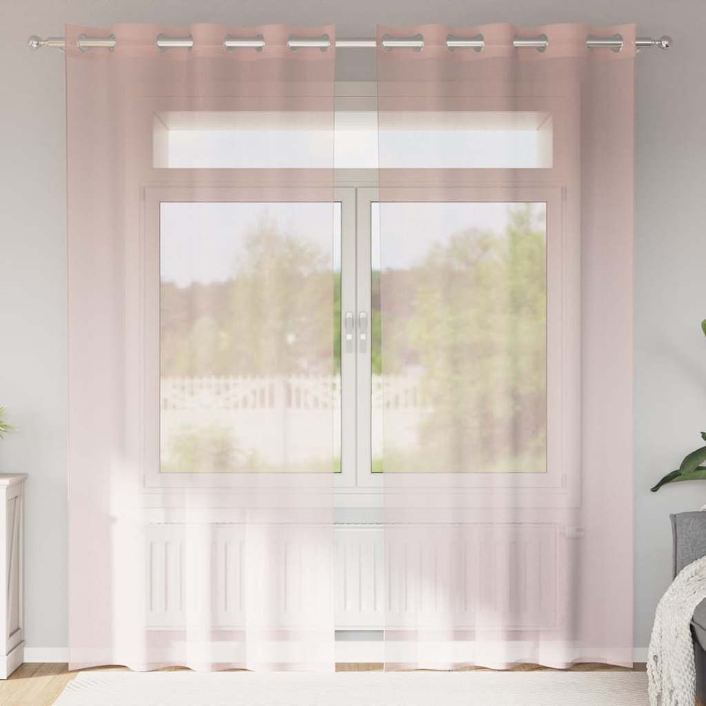 Voile užuolaidos su įvorėmis, 2vnt., šviesiai rožinė, 140x225cm