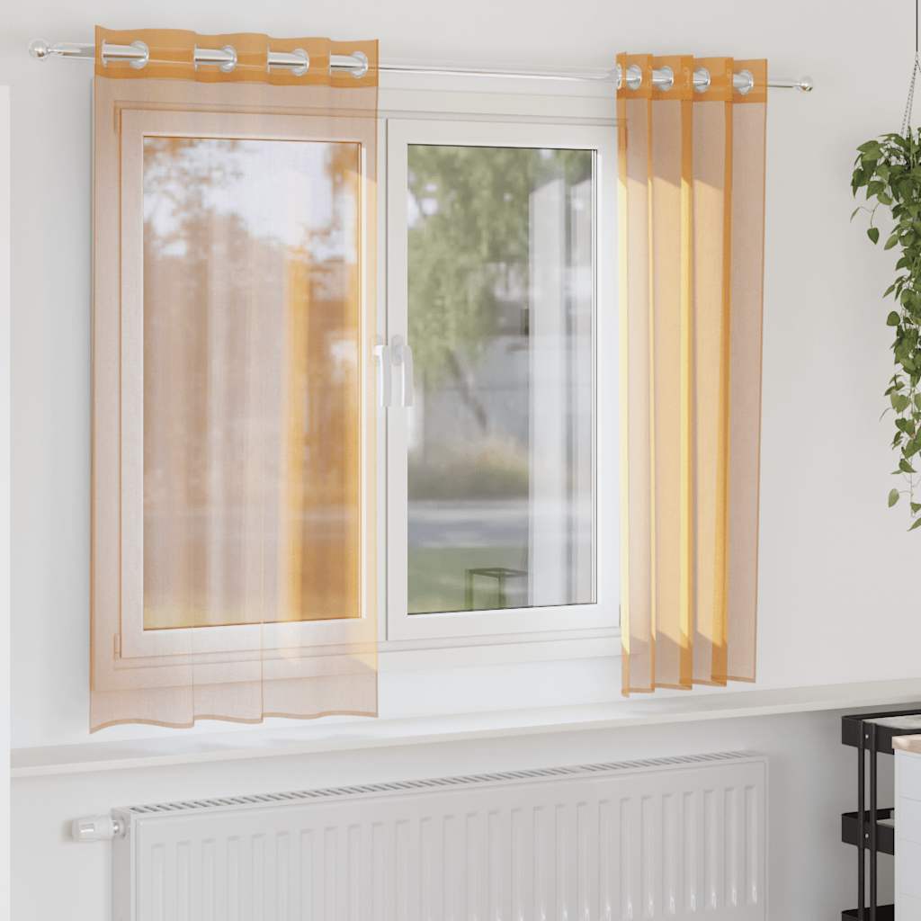 Voile užuolaidos su įvorėmis, 2vnt., oranžinis, 140x140cm