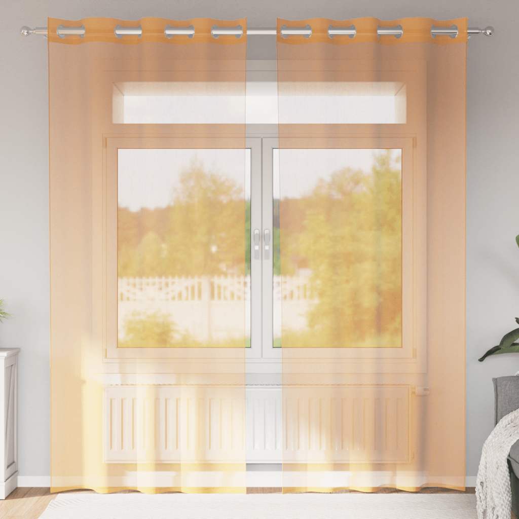 Voile užuolaidos su įvorėmis, 2vnt., oranžinis, 140x225cm