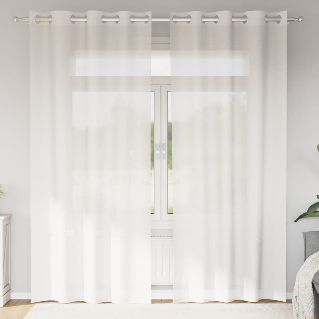 Voile užuolaidos su įvorėmis, 2vnt., baltos spalvos