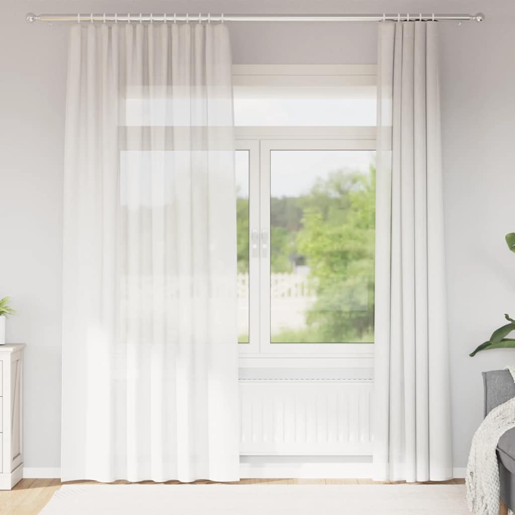 Voile užuolaidos su strypų kišenėmis, 2vnt., baltos spalvos