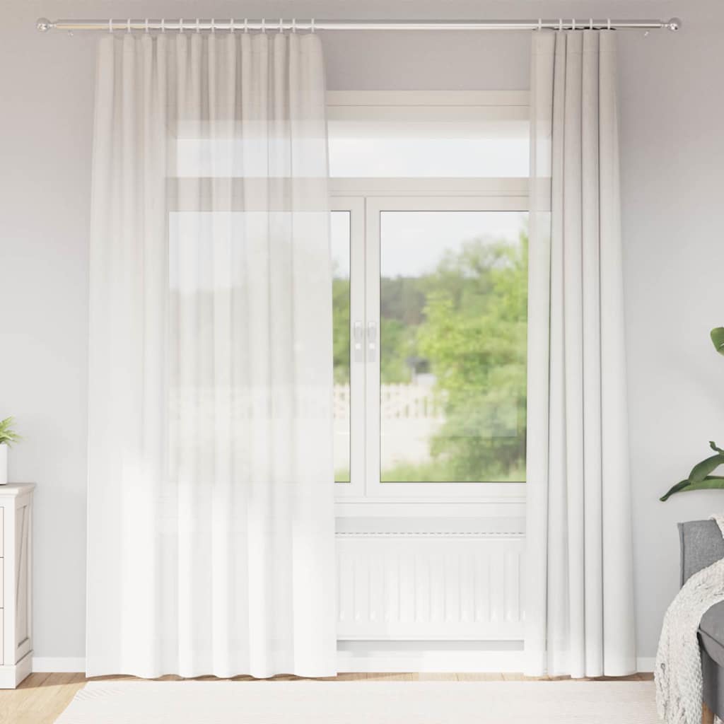 Voile užuolaidos su strypų kišenėmis, 2vnt., baltos spalvos