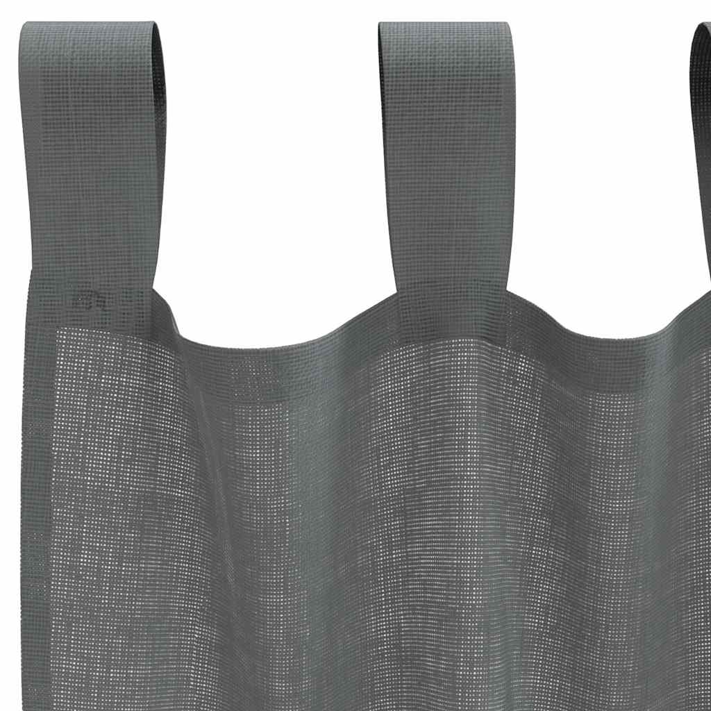 Voile užuolaidos su kilpomis, 2vnt., tamsiai pilkas, 140x225cm