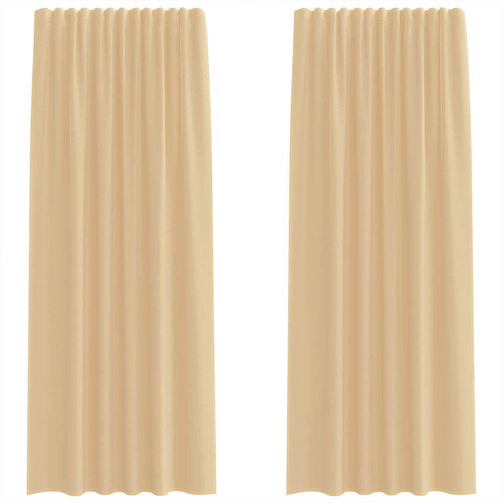 Voile užuolaidos su kilpomis, 2vnt., smėlio spalvos, 140x225cm