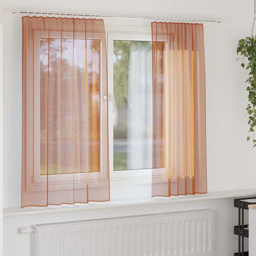 Voile užuolaidos su kilpomis, 2vnt., terakota sp., 140x140cm