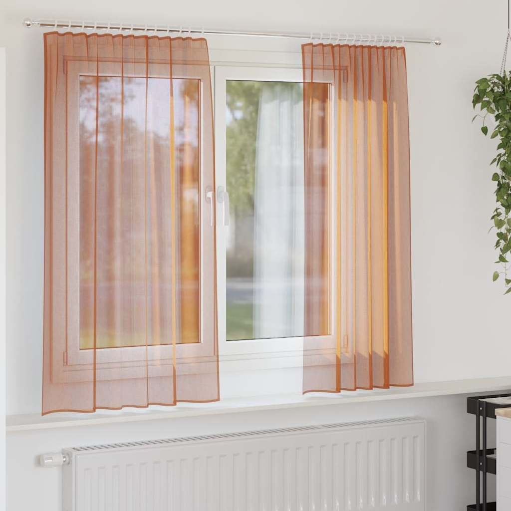 Voile užuolaidos su kilpomis, 2vnt., terakota sp., 140x140cm