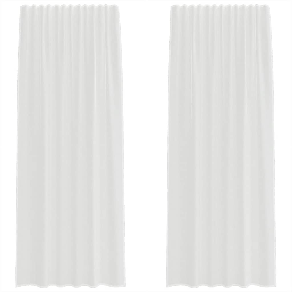 Voile užuolaidos su kilpomis, 2vnt., baltos spalvos, 140x225cm