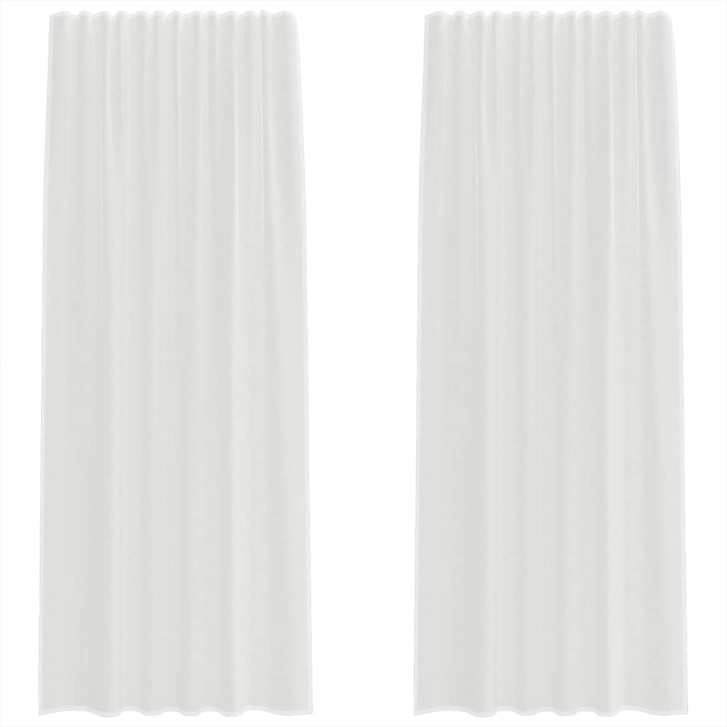 Voile užuolaidos su kilpomis, 2vnt., baltos spalvos, 140x245cm