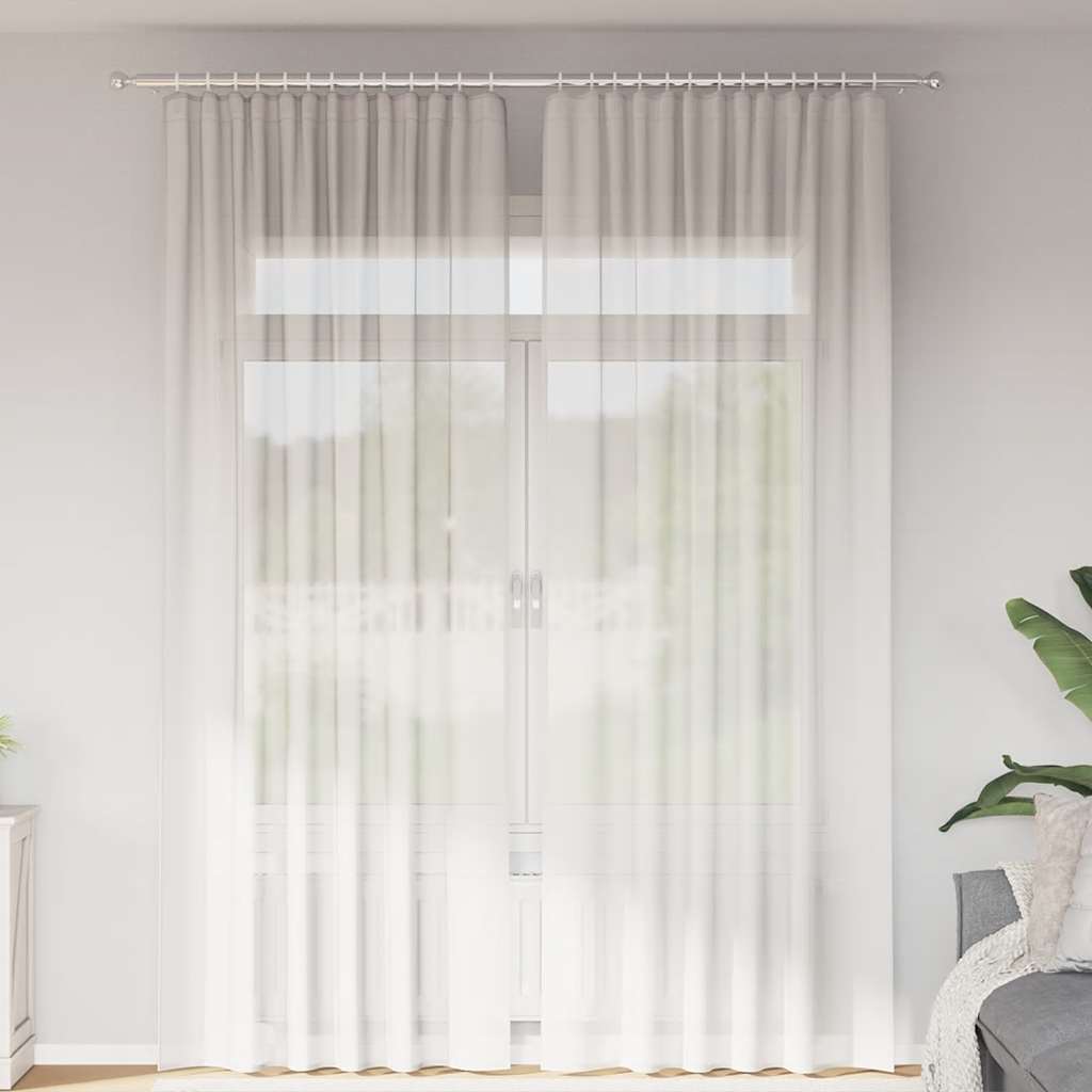 Voile užuolaidos su kilpomis, 2vnt., baltos spalvos, 140x260cm