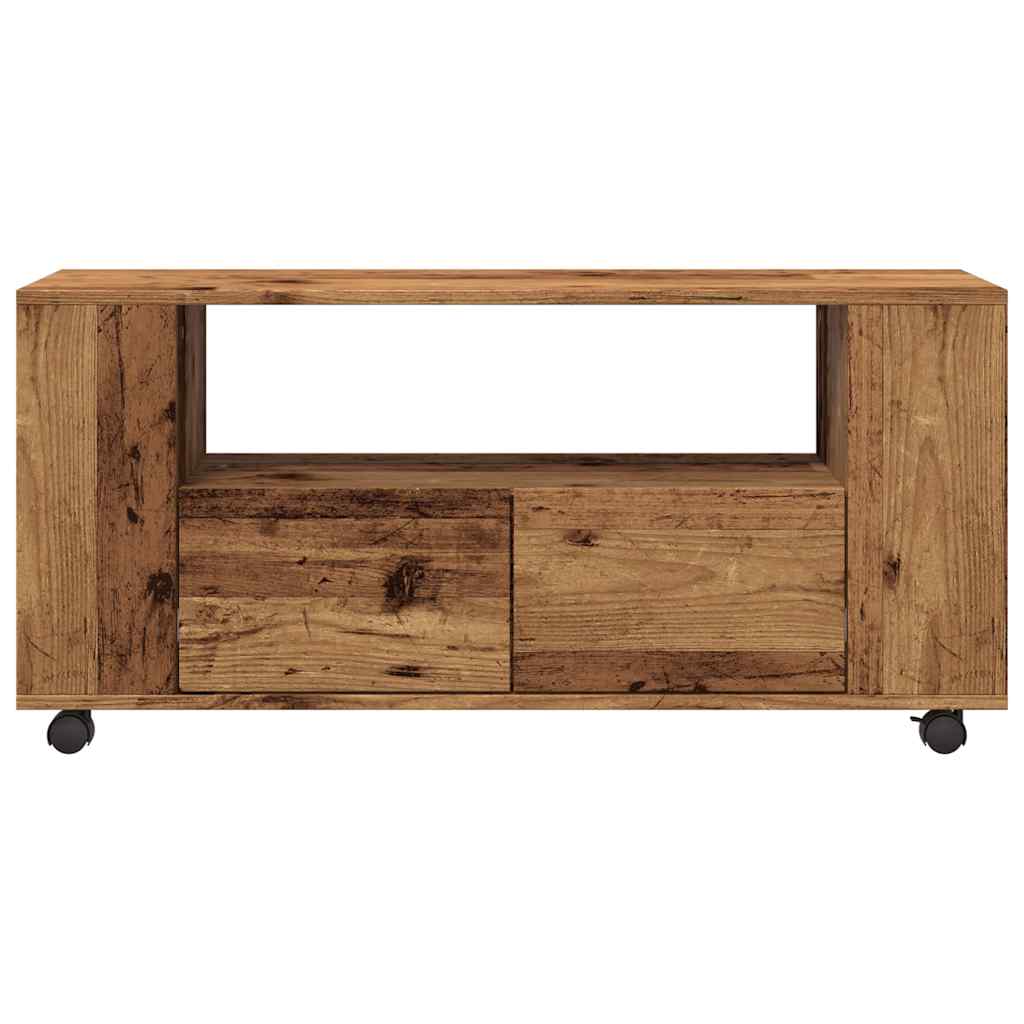 TV stand with castors, wood, 102x34.5x43cm, wood