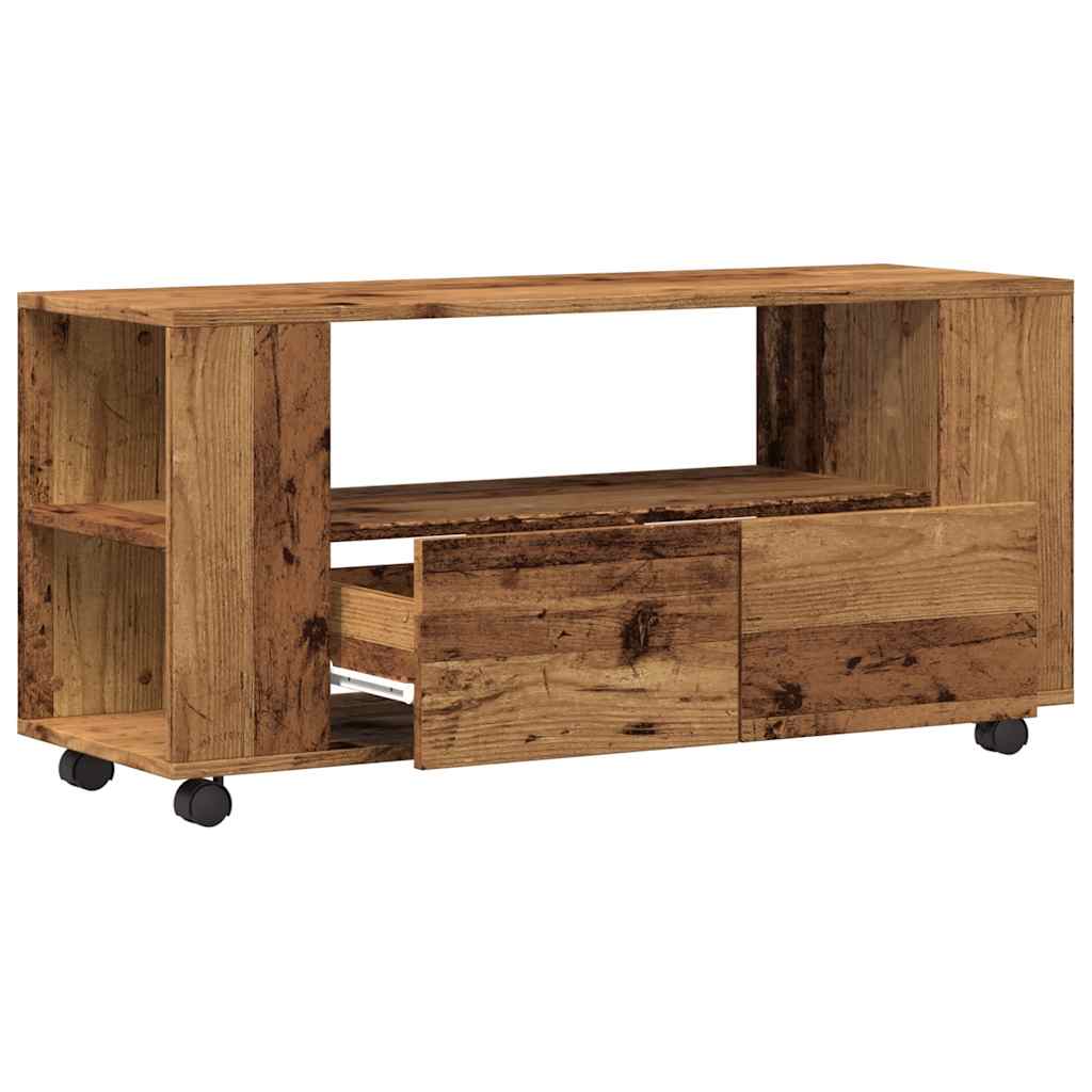 TV stand with castors, wood, 102x34.5x43cm, wood