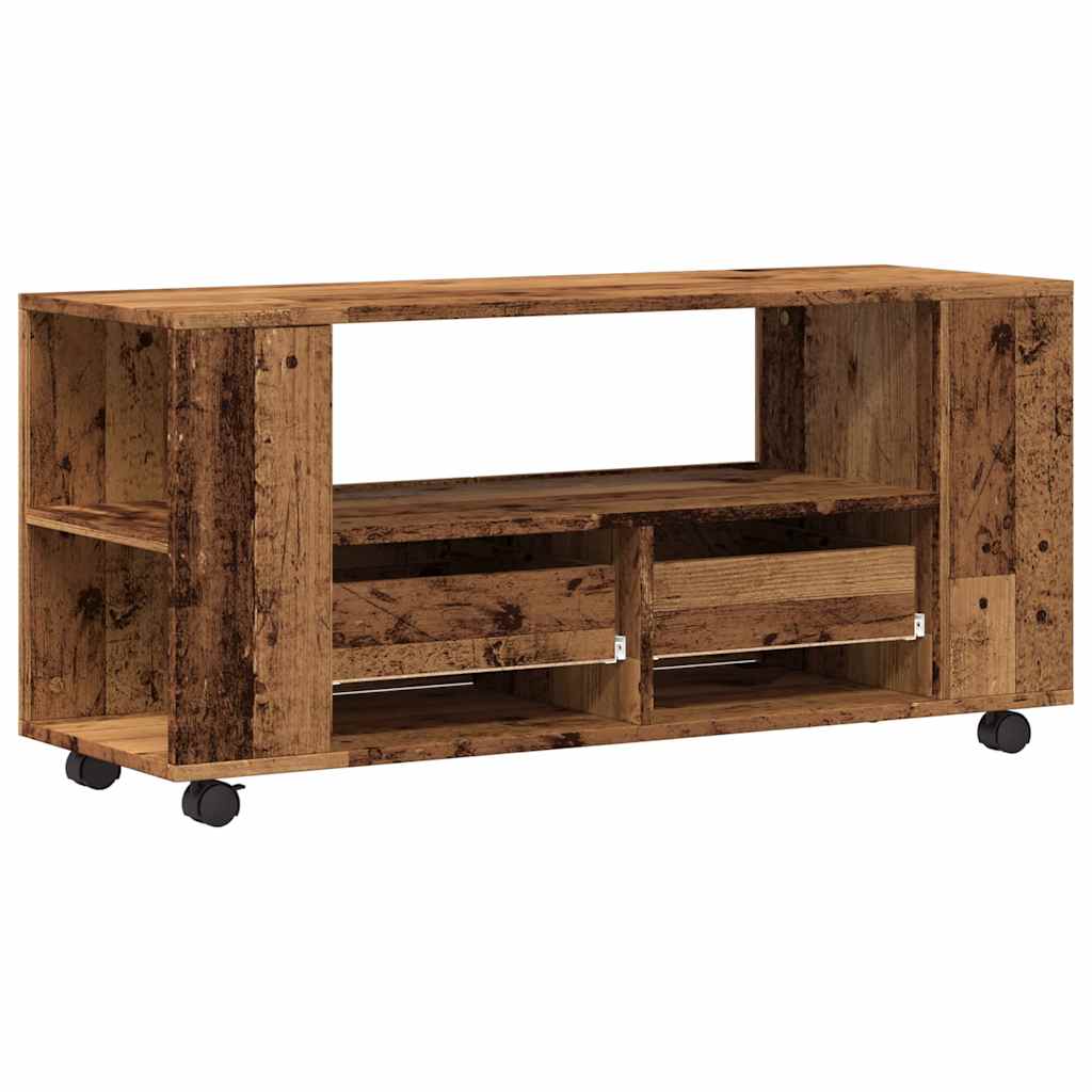 TV stand with castors, wood, 102x34.5x43cm, wood