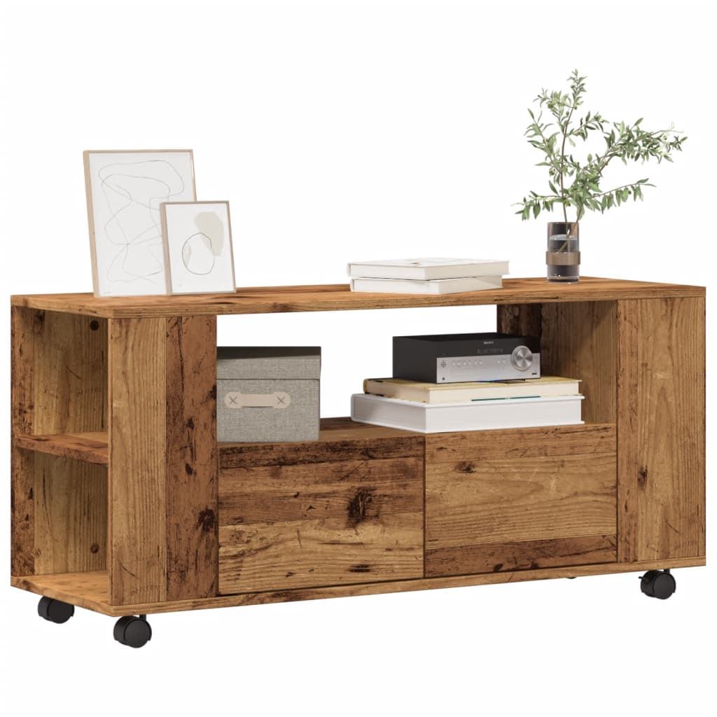 TV stand with castors, wood, 102x34.5x43cm, wood