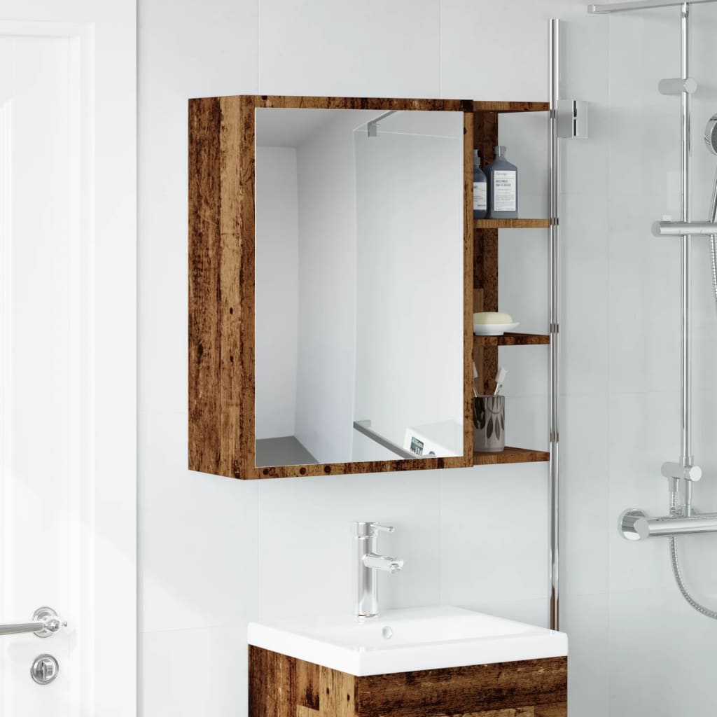 Bathroom mirror cabinet, wooden, 62.5x20.5x64cm, wood