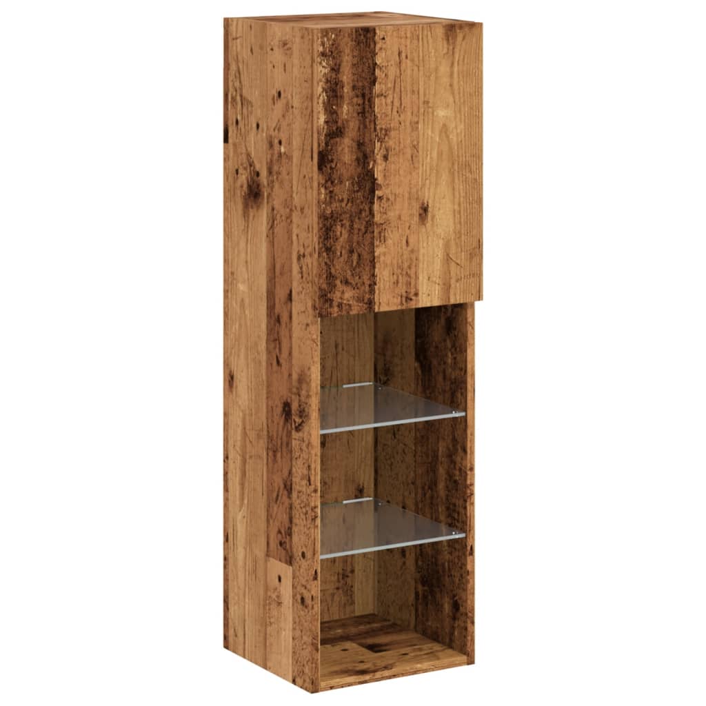 TV skapītis ar LED apgaismojumu, koka krāsa, 30,5x30x102cm