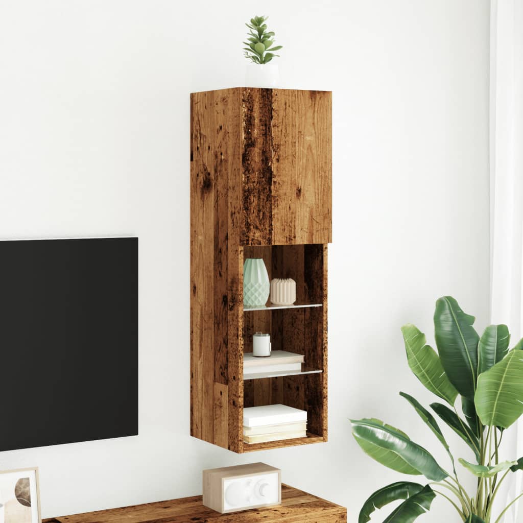 TV skapītis ar LED apgaismojumu, koka krāsa, 30,5x30x102cm