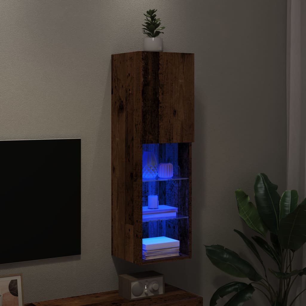 TV skapītis ar LED apgaismojumu, koka krāsa, 30,5x30x102cm