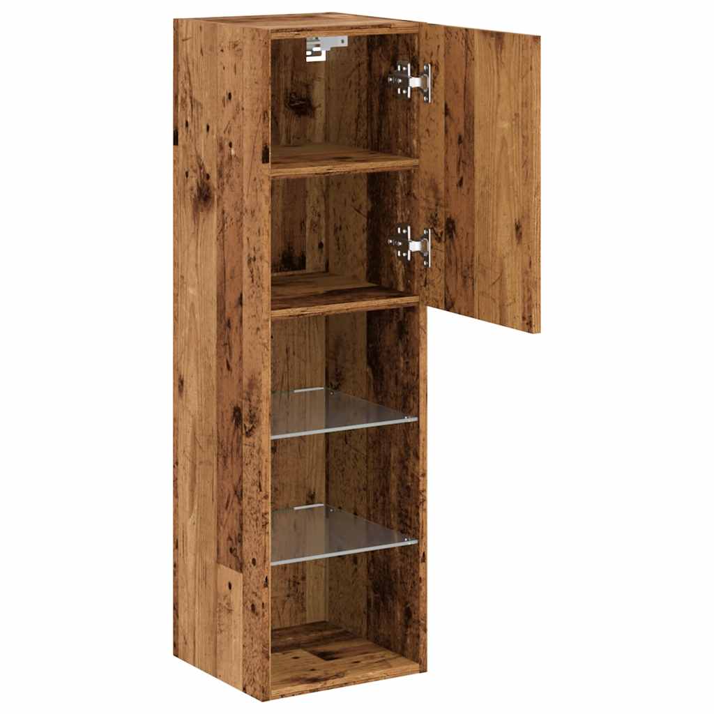 TV Cabinets with LED Lights, 2 pcs., Wood, 30.5x30x102 cm