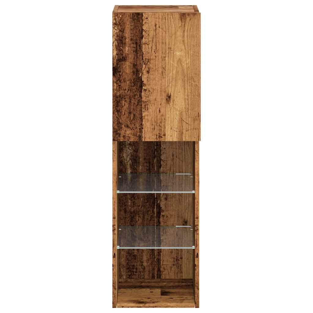 TV Cabinets with LED Lights, 2 pcs., Wood, 30.5x30x102 cm