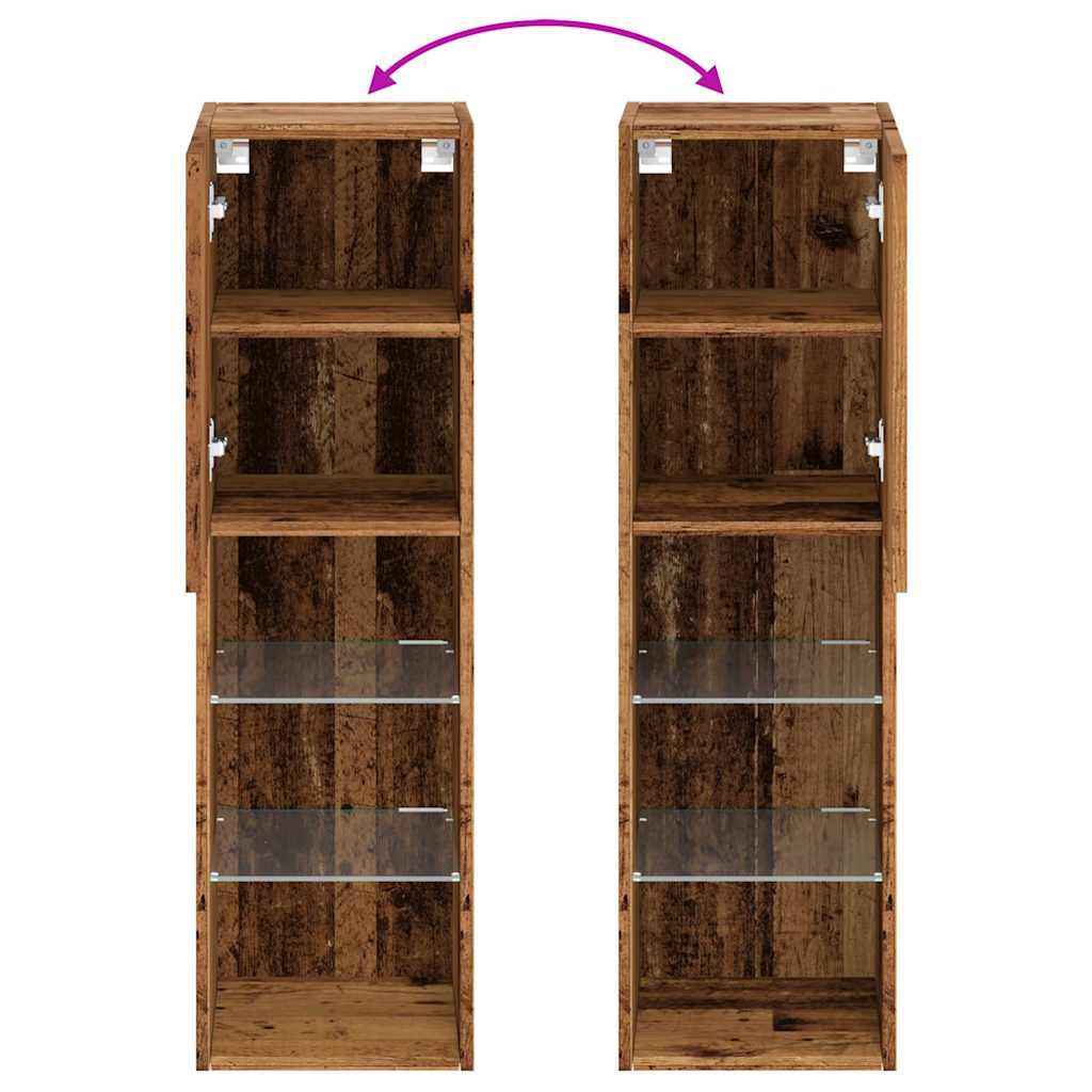 TV Cabinets with LED Lights, 2 pcs., Wood, 30.5x30x102 cm