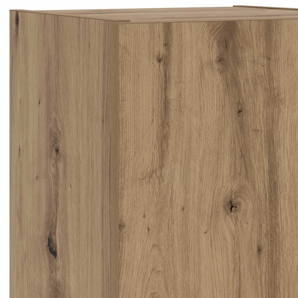 TV spintelės su LED, 2vnt., rudos ąžuolo, 30,5x30x102cm