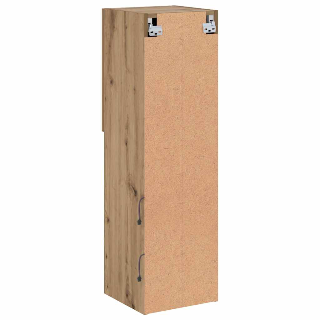 TV spintelės su LED, 2vnt., rudos ąžuolo, 30,5x30x102cm