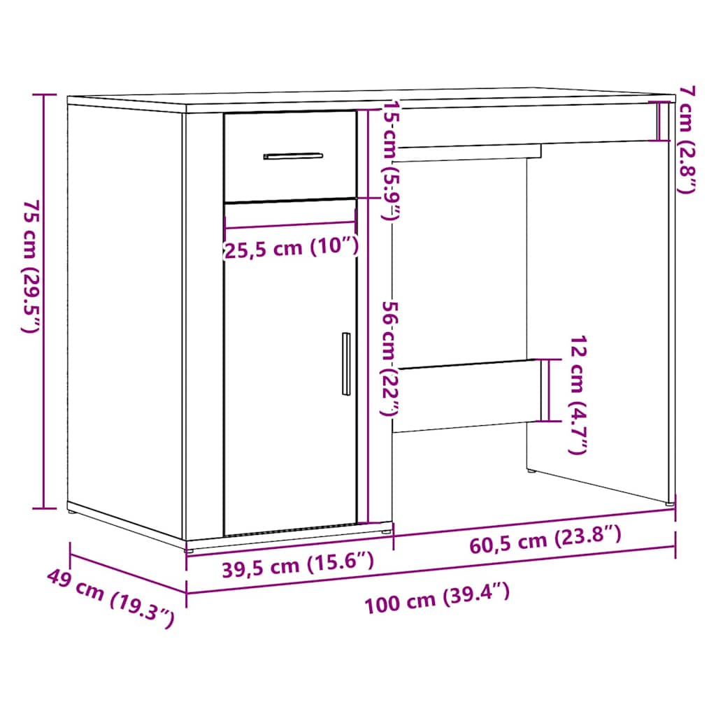 Rašomasis stalas Old Wood 100x49x75 cm Inžinierinė mediena