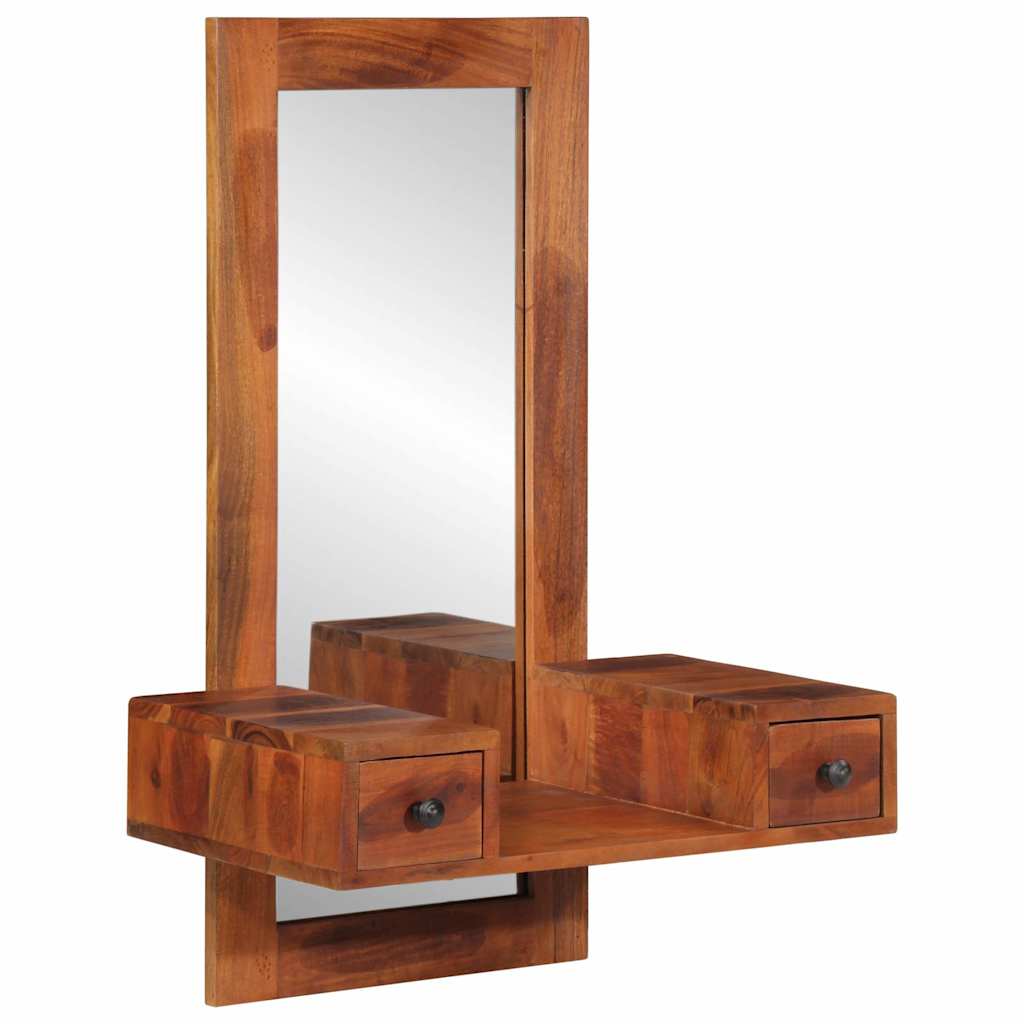 Wall Mirror with Drawers 60x33x90 cm Solid Acacia Wood