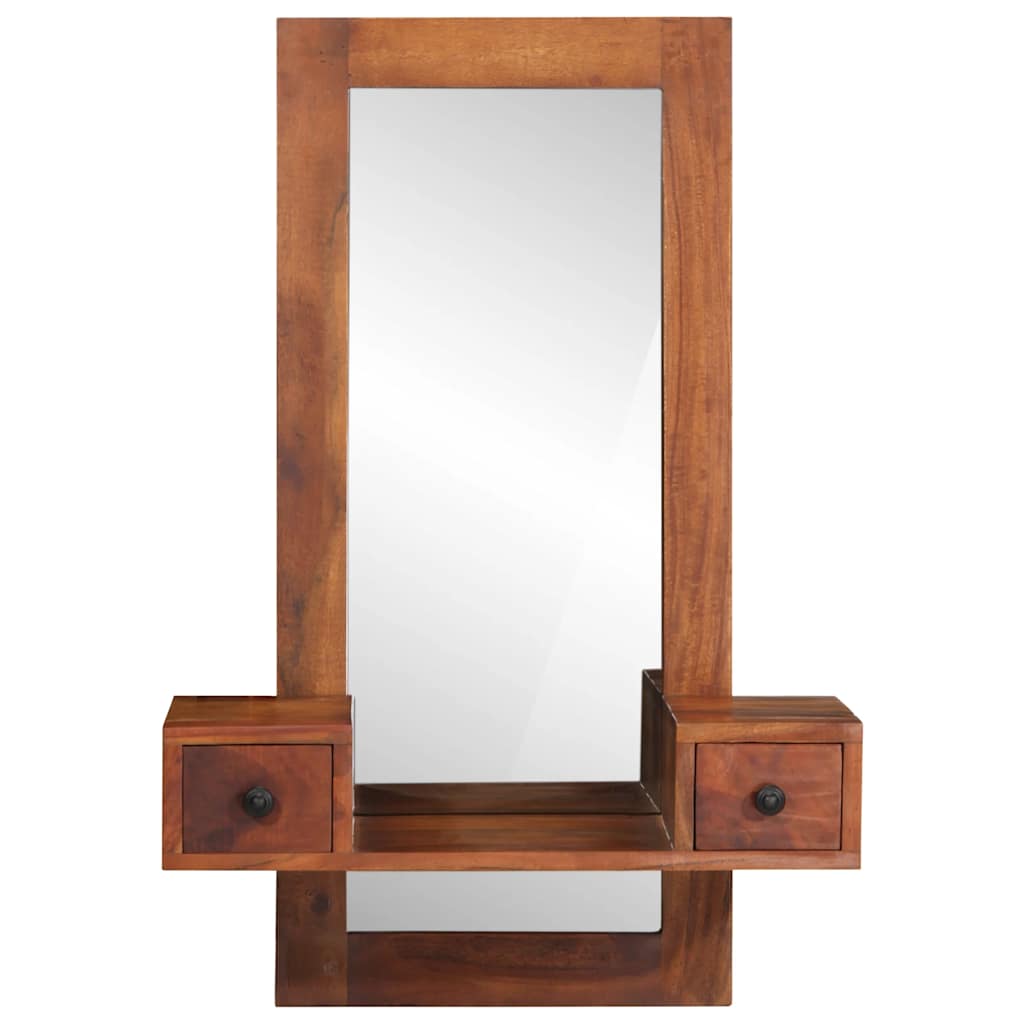 Wall Mirror with Drawers 60x33x90 cm Solid Acacia Wood