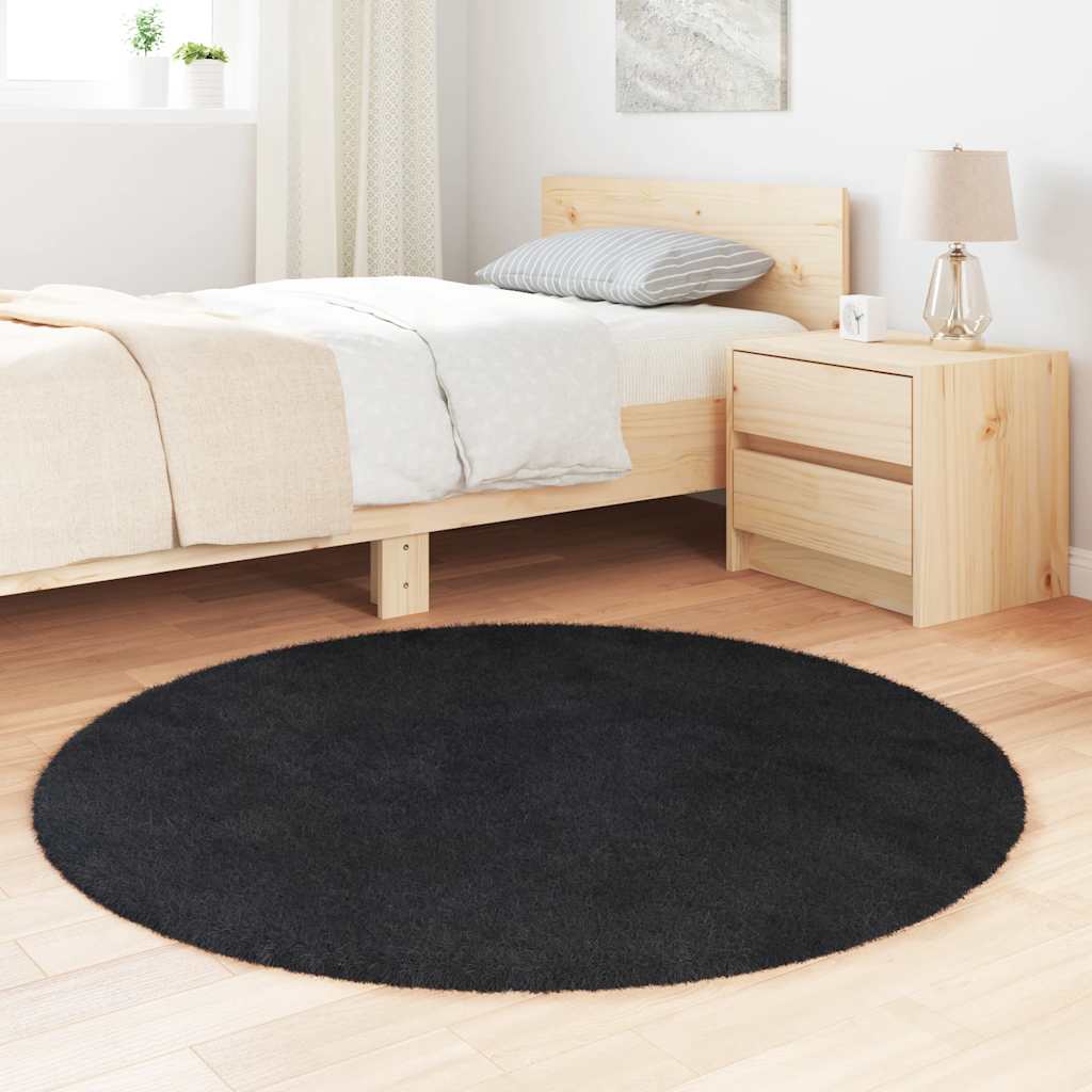 Shaggy tipo kilimas, 120x120 cm, juodos, poliesteris