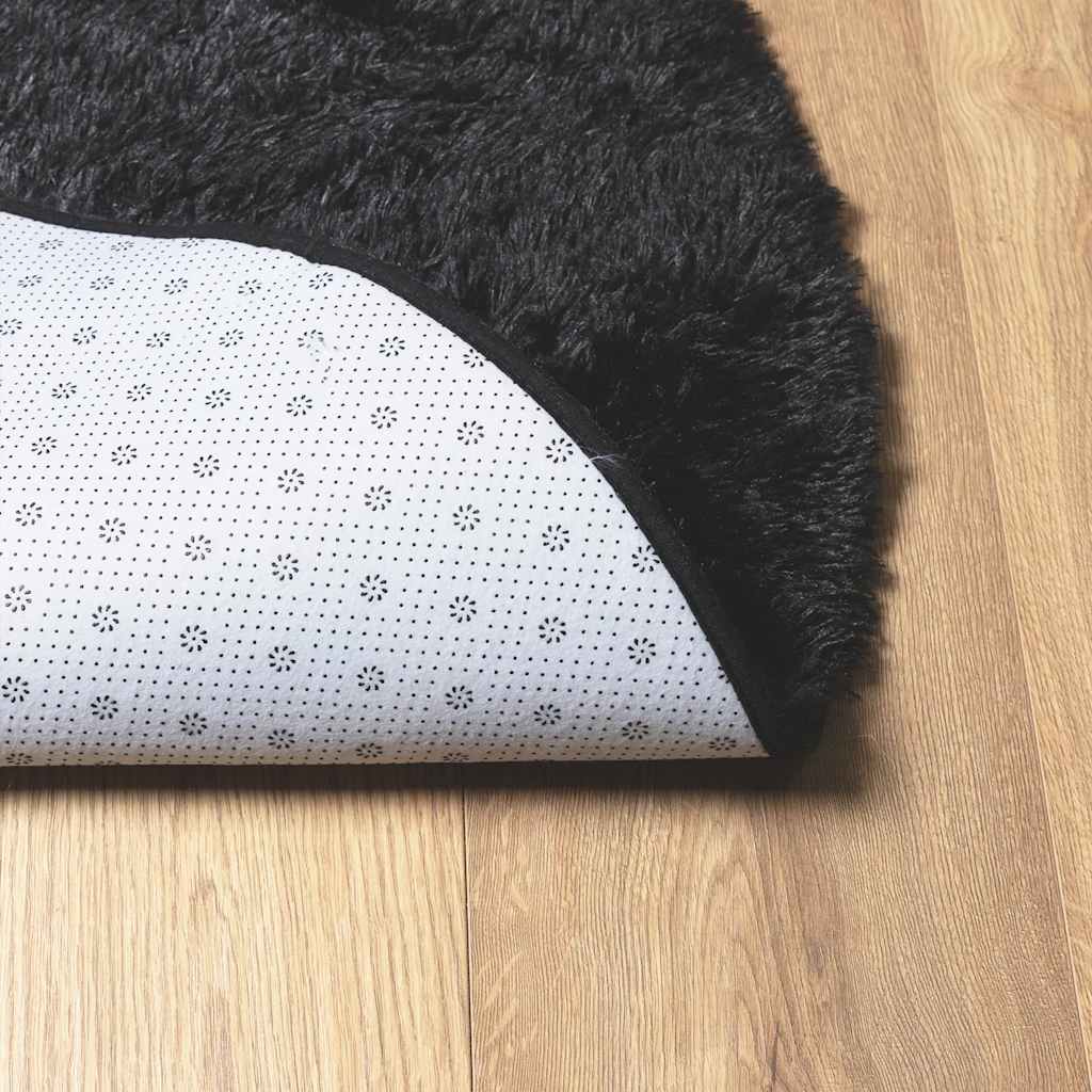 Shaggy tipo kilimas, 120x120 cm, juodos, poliesteris
