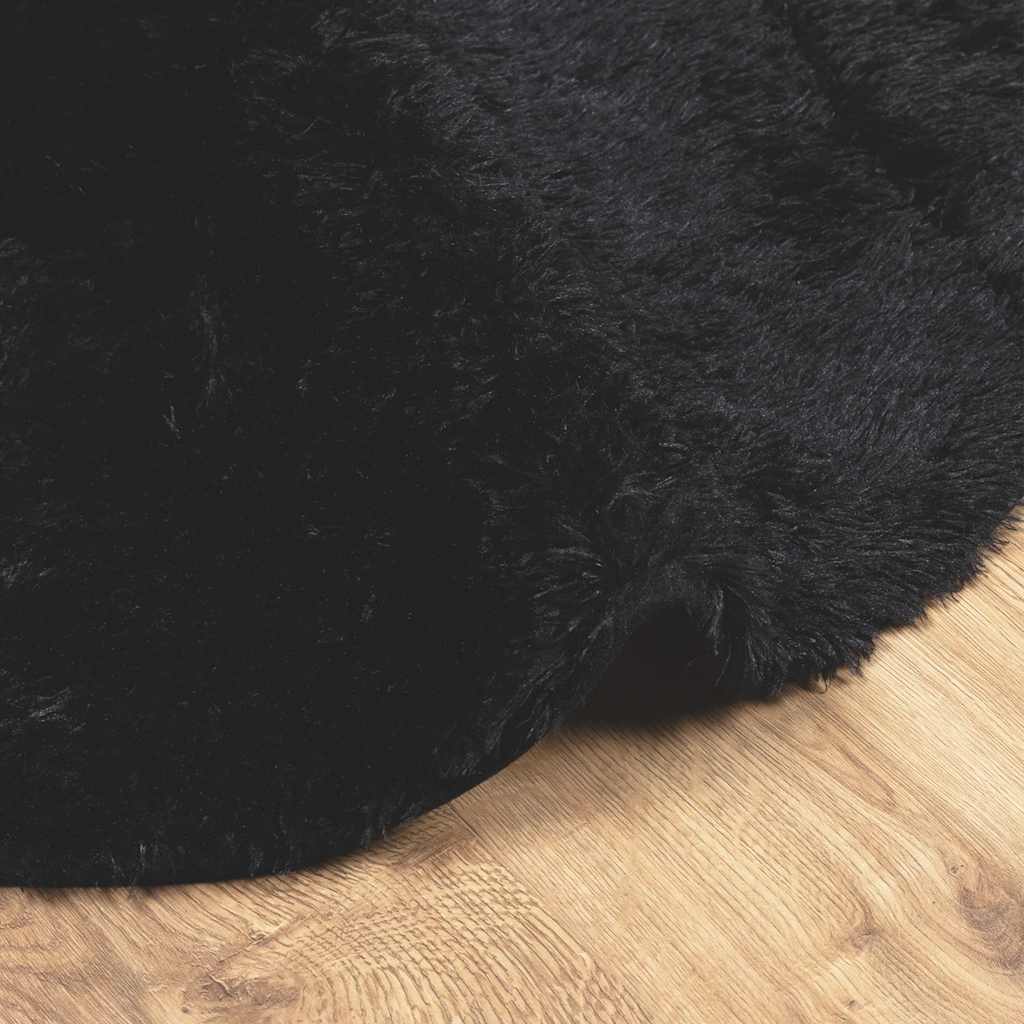 Shaggy tipo kilimas, 240x240 cm, juodos, poliesteris