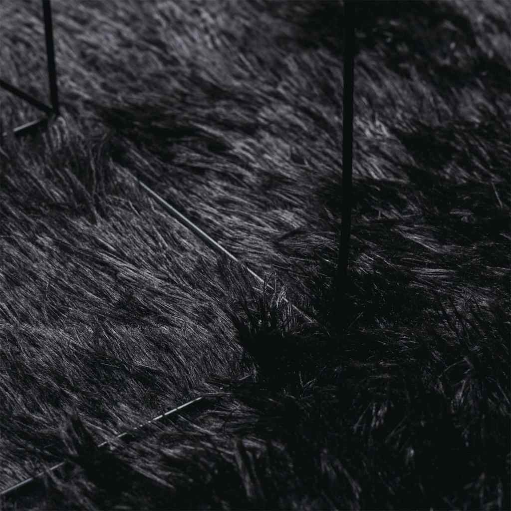 Shaggy tipo kilimas, 240x240 cm, juodos, poliesteris