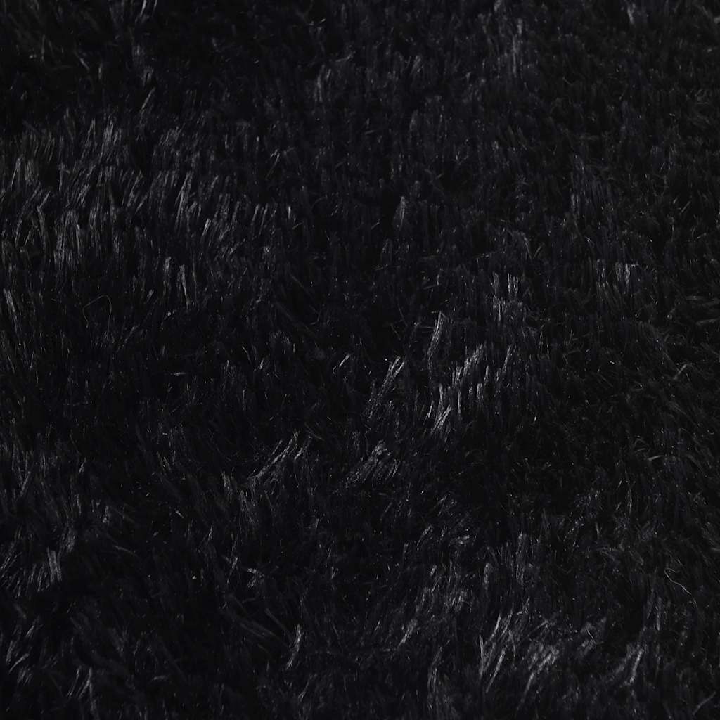 Shaggy tipo kilimas, 240x240 cm, juodos, poliesteris