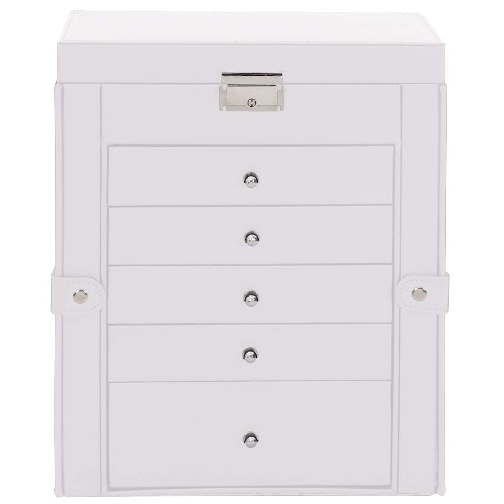 6-layer jewelry box with mirror, lockable, white