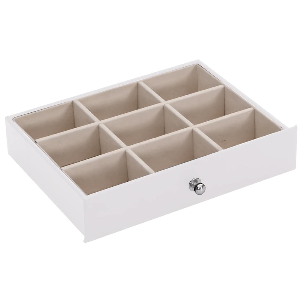 6-layer jewelry box with mirror, lockable, white