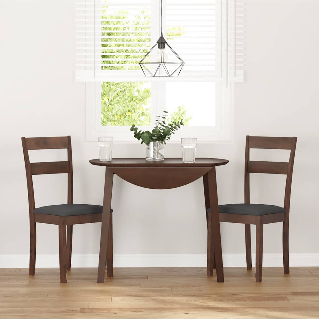 dining chairs with cushions 2 pcs Brown solid rubberwood