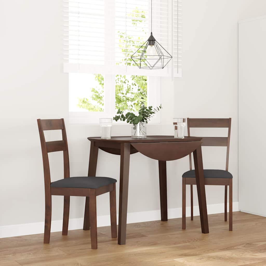 dining chairs with cushions 2 pcs Brown solid rubberwood
