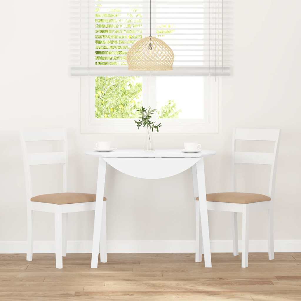 Dining chairs with cushions 2 pcs White solid rubberwood