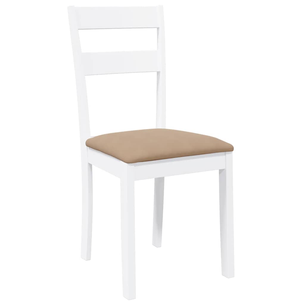 Dining chairs with cushions 2 pcs White solid rubberwood