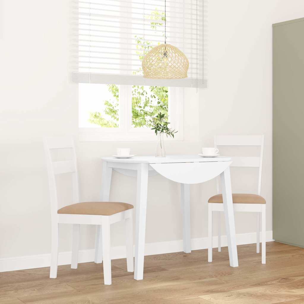 Dining chairs with cushions 2 pcs White solid rubberwood