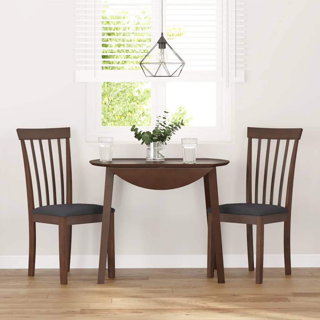 dining chairs with cushions 2 pcs Brown solid rubberwood