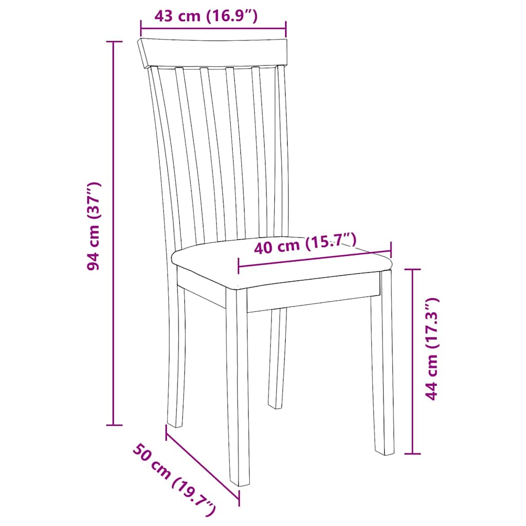 dining chairs with cushions 2 pcs Brown solid rubberwood
