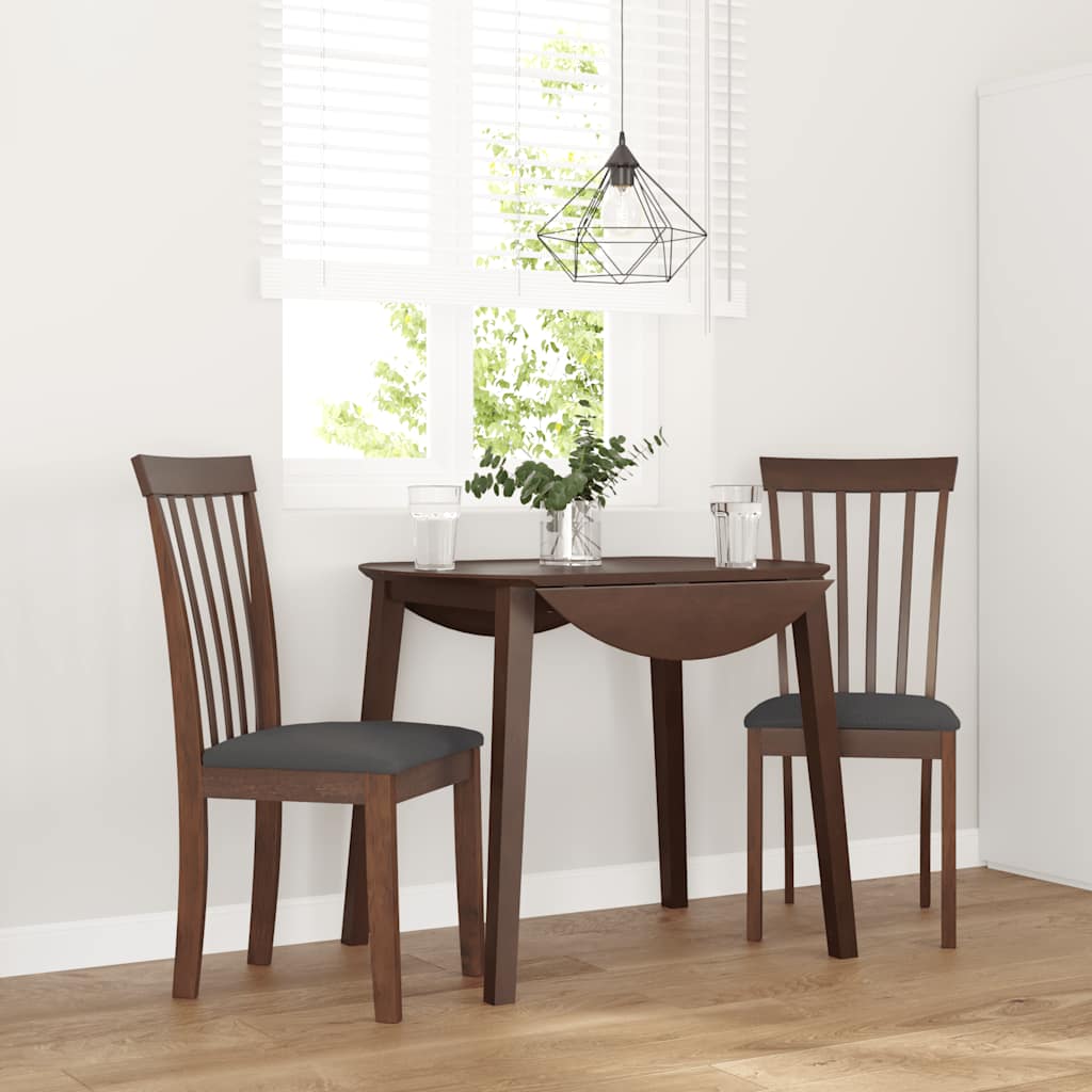dining chairs with cushions 2 pcs Brown solid rubberwood